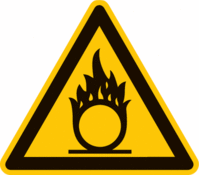 Sicherheitskennzeichnung - Warnung vor brandfördernden Stoffen, Gelb/Schwarz
