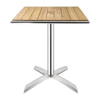 Bolero Bistro Flip Top Square Table in Ash with Wooden Top - 730x600x600mm