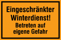 Schilder "Winterdienst" - Gelb, 15 x 25 cm, Kunststoff, Für außen und innen
