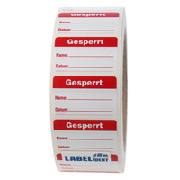 Qualitätssicherung Etiketten, 38 x 23 mm, Gesperrt, 1.000 Etiketten, Polyethylen rot weiß, ablösbar