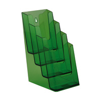 4-Section Leaflet Holder ⅓ A4 / Brochure Holder / Tabletop Leaflet Stand / Leaflet Display | neon green