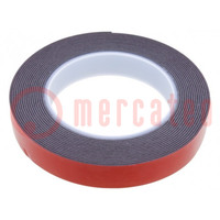 Tape: fixing; W: 19mm; L: 5m; Thk: 1100um; double-sided; acrylic