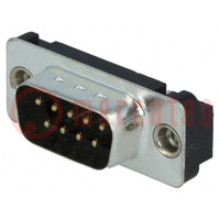 D-Sub; PIN: 9; socket; male; straight; THT; UNC 4-40; Locking: screws