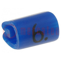 Marcatori; Indicazione: 6; 3,8÷6,3mm; PVC; azzurro; -45÷70°C