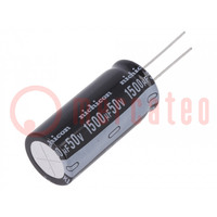 Capacitor: electrolytic; THT; 1500uF; 50VDC; Ø18x40mm; Pitch: 7.5mm