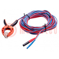 Test lead; banana plug 4mm x2,Kelvin vice; Len: 10m; red-blue