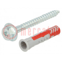 Plastic anchor; with screw; 10x50; DUOPOWER; 25pcs; 10mm