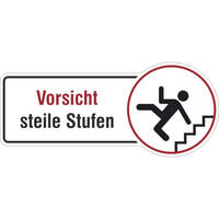 SafetyMarking Hinweisschild Vorsicht steile Stufen, Folie, selbstkl. 30 x 13 cm