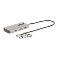 StarTech.com USB-C Multiport Adapter mit USB-C zu USB-A Dongle, USB C Docking Station 2x HDMI (4K30Hz/1080p60Hz), 3x USB-A 5Gbps, Mini Dock, Laptop Dockingstation, 40cm Kabel