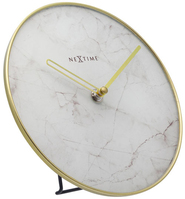 NeXtime Marble Kwartsklok Rond Goud, Wit