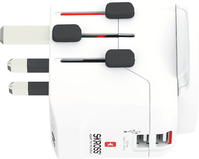 Skross PRO Light USB (2xA) - World adaptateur prise d'alimentation Universel Blanc