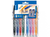 Pilot FriXion Ball Intrekbare pen met clip Zwart, Blauw, Groen, Roze, Paars, Rood 8 stuk(s)