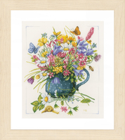 Counted Cross Stitch Kit: Flowers in Vase (Linen)