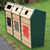 Timber Fronted Triple Recycling Unit - 294 Litre - Smooth Finish painted in Dark Green - Dark Oak