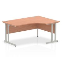 Impulse 1600mm Right Crescent Desk Beech Top Silver Cantilever Leg I000300