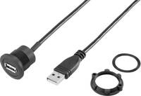 Beépíthető USB aljzat, USB 2.0 A aljzat - USB A dugó, 0,6 m, fekete, Tru Components