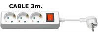 3-way Schuko Socket on/off switch 3M White With Illuminated Switch with child protection Steckdosenleisten