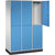 Armario guardarropa de acero de dos pisos INTRO, A x P 1220 x 500 mm, 6 compartimentos, cuerpo gris luminoso, puertas en azul luminoso.