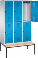 Doppelst. Schrank EVOLO B1200xT500xH2090 mm RAL 7035/5012, 3x2Abteilemit unterge