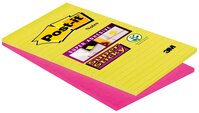 Post-it® Super Sticky Notes 5845SSEU, 127 x 203 mm, neongrün, ultrapink, 2 Blöcke à 45 Blatt
