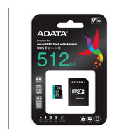 ADATA MicroSD kártya - 512GB microSDXC UHS-I U3 Class10 A2 V30S (R/W: 100/85 MB/s) + adapter