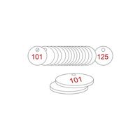 33mm Traffolyte valve marking tags - Red / White (101 to 125)