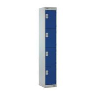 Coloured door lockers with standard top, 4 blue doors, 300 x 300mm
