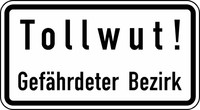 Verkehrszeichen VZ 2531 Tollwut! Gefährdeter Bezirk, 330 x 600, 2mm flach, RA 2