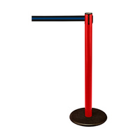 Barrier Post / Barrier Stand "Guide 28" | red black / blue / black longitudinal stripes 2300 mm