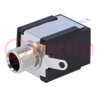 Socket; Jack 6,3mm; stereo; ways: 3; straight; for panel mounting