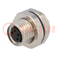 Connector: M8; female; PIN: 4; for panel mounting,screwed; socket