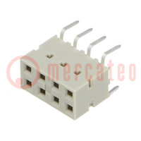 Socket; PCB to PCB; female; Dubox®; 2.54mm; PIN: 8; THT; 2A; straight