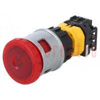 Switch: emergency stop; 30mm; Stabl.pos: 2; NC; red; LED; 24V; IP65