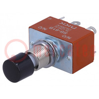 Switch: push-button; Pos: 2; SPST; 3A/125VAC; 1.5A/250VDC; ON-(ON)