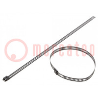 Cable tie; L: 250mm; W: 7mm; stainless steel AISI 304; 445N; black