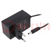 Power supply: switching; mains,plug; 5VDC; 3A; 15W; Plug: EU; 82%