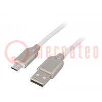 Kabel; USB 2.0; USB-A-stekker,USB B-microstekker; verguld; 1m