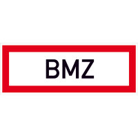 BMZ Hinweisschild für den Brandschutz, Alu refl., Größe 29,70x10,50 cm DIN 4066-D1