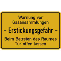 Hinweisschild, Warnung vor Gasansammlungen Erstickungsgefahr, Größe (BxH): 40 x
