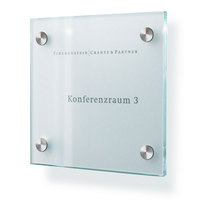 Türschilder CRISTALLO, 2 x 4 mm ESG, 4 Halter à 13 mm, Maße: 15,0 x 15,0 x 2,8 cm