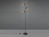 Dreiflammige LED Stehlampe mit schwenkbaren Metallgeflecht Spots Schwarz & Holz