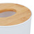 Relaxdays Kosmetiktuchbox mit Bambus Deckel, Bad, modernes Design, Kunststoff Behälter, HxD: 12,5 x 13,5 cm, weiß/natur