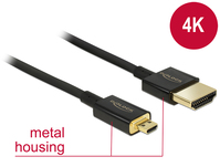 Kabel High Speed HDMI mit Ethernet - HDMI-A Stecker an HDMI Micro-D Stecker 3D 4K 3 m Aktiv Slim Pre