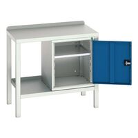 Bott heavy duty welded workbenches - Workbench with cupboard, static and steel worktop