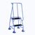 Mobile platform steps with cup feet and full handrail 2 tread in blue