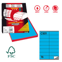 Etichette adesive C/501 - in carta - permanenti - 105 x 36 mm - 16 et/fg - 100 fogli - blu - Markin