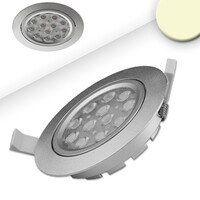 LED Einbaustrahler prismatisch, ultraflach, Ø 11.4cm, 15W 2700K 1050lm 72°, schwenkbar, dimmbar, Silber