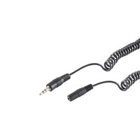 Klinken Kabel Verlängerung-Klinkenstecker 3,5mm Stereo auf Klinkenkupplung 3,5mm Stereo, Spiralkabel, 3,0m