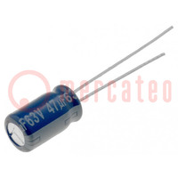 Kondensator: elektrolytisch; 47uF; 63VDC; Ø6,3x11,2mm