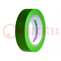Tape: electro-isolatie; W: 15mm; L: 10m; Thk: 150um; groen; PVC-folie